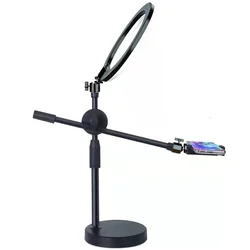 Desktop Live Broadcast Tripod For Video Recording Tabletop Shooting Stand Tripods With Mobile Phone Holder Led Selfie Boom Arm