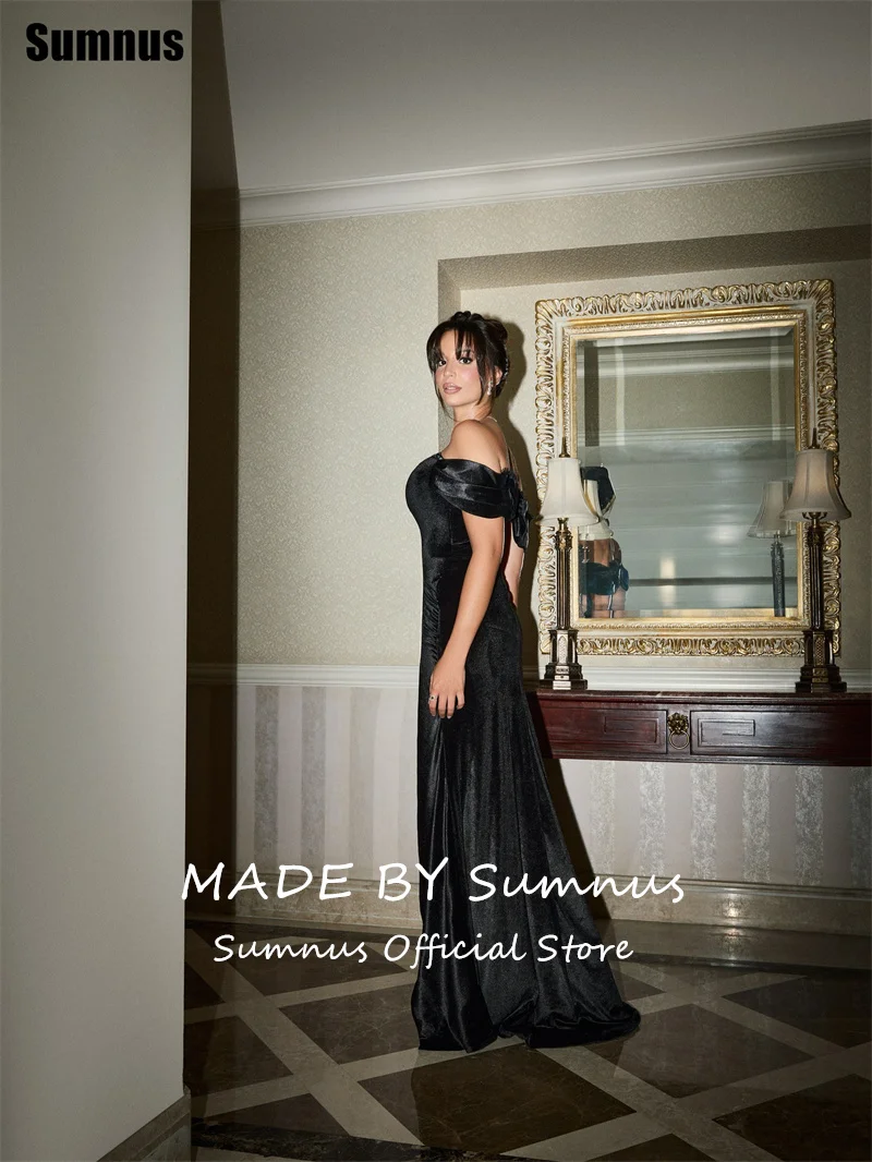 Sumnus فساتين حفلة موسيقية ساحرة بحورية البحر مخملية بدون أكتاف بفتحة جانبية فستان سهرة جديد في فساتين مخصصة