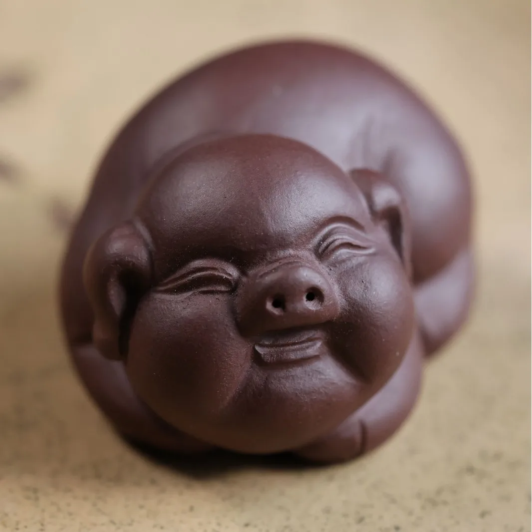 Yixing Purple Clay Three-Color Lucky Cute Ornament, Made Of Zhuni Clay, Suitable For Maintenance, Creative Zodiac Pig Tray,