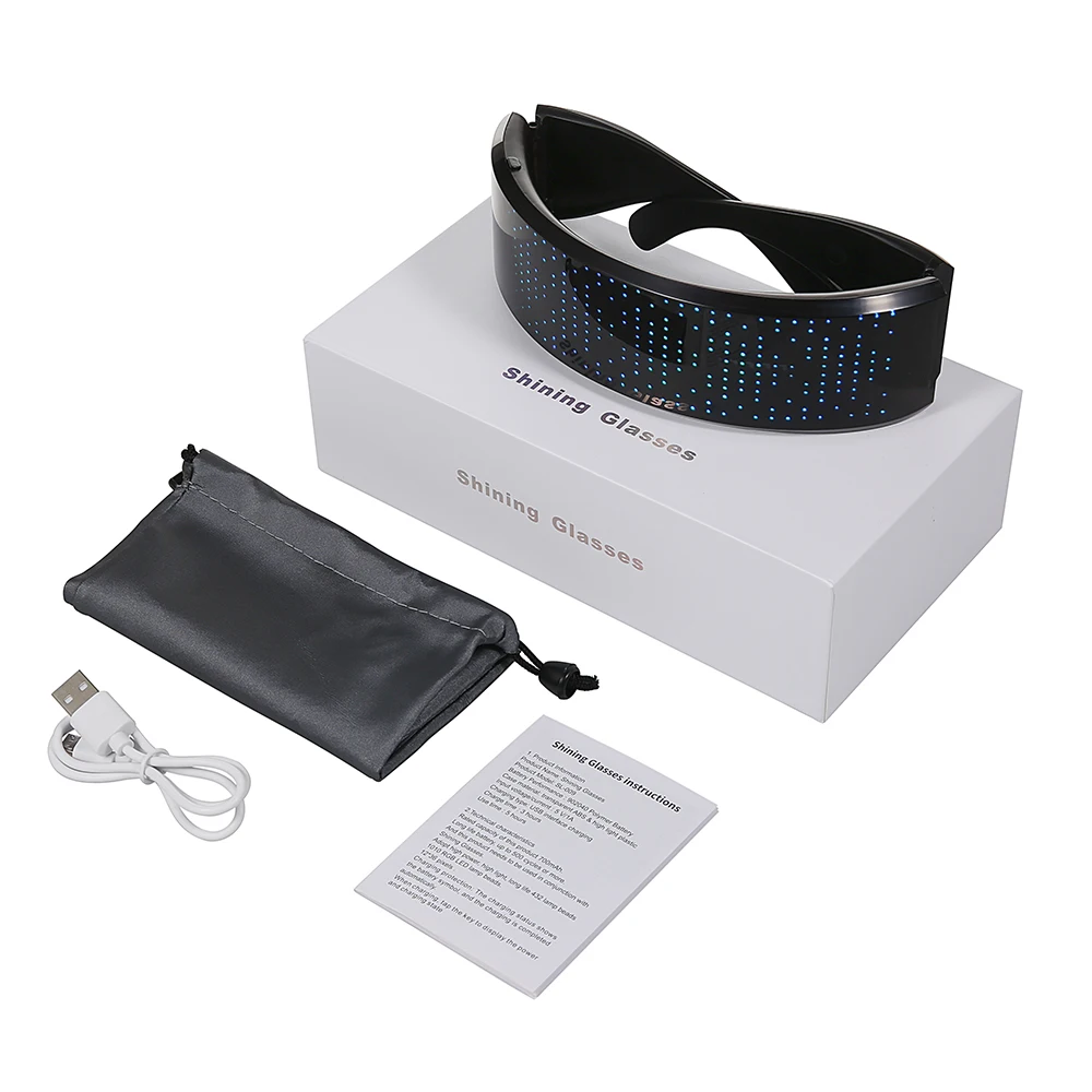 

DIY Shining Electronic Futuristic Eyewear Glow The Dark Bluetooth LED Luminous Glasses Prop for Party Bar Festival Performance