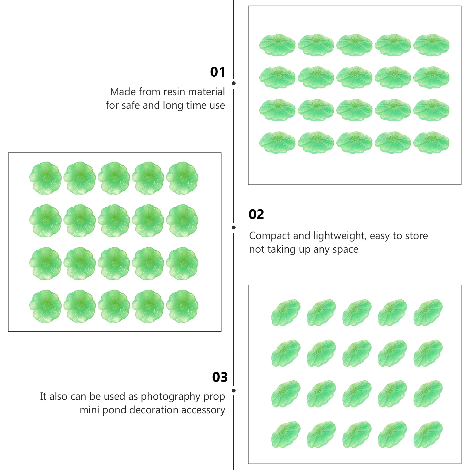 

20Pcs Lotus Leaf Resin Craft Decor Vivid Desktop Aquarium Fish Tank Landscape Micro Ornament Photography Prop Lotus Leaf Statue