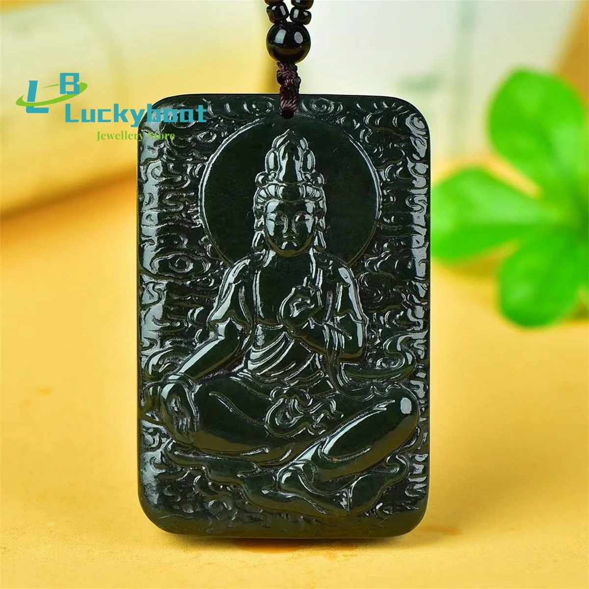 

Natural Hotan Jade Guanyin Pendant Simple and Generous Personality Versatile Retro Ethnic Style Men and Women