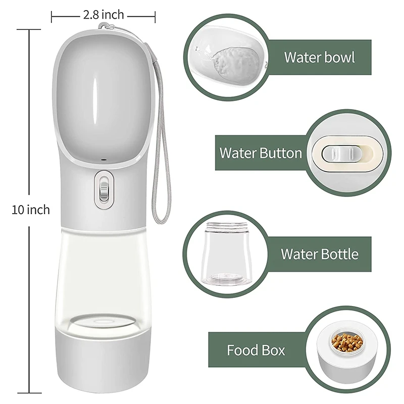 AA94-Water Bottle For Walking Portable Dog Water Dispenser Multifunctional And Detachable Design Combo Food Container