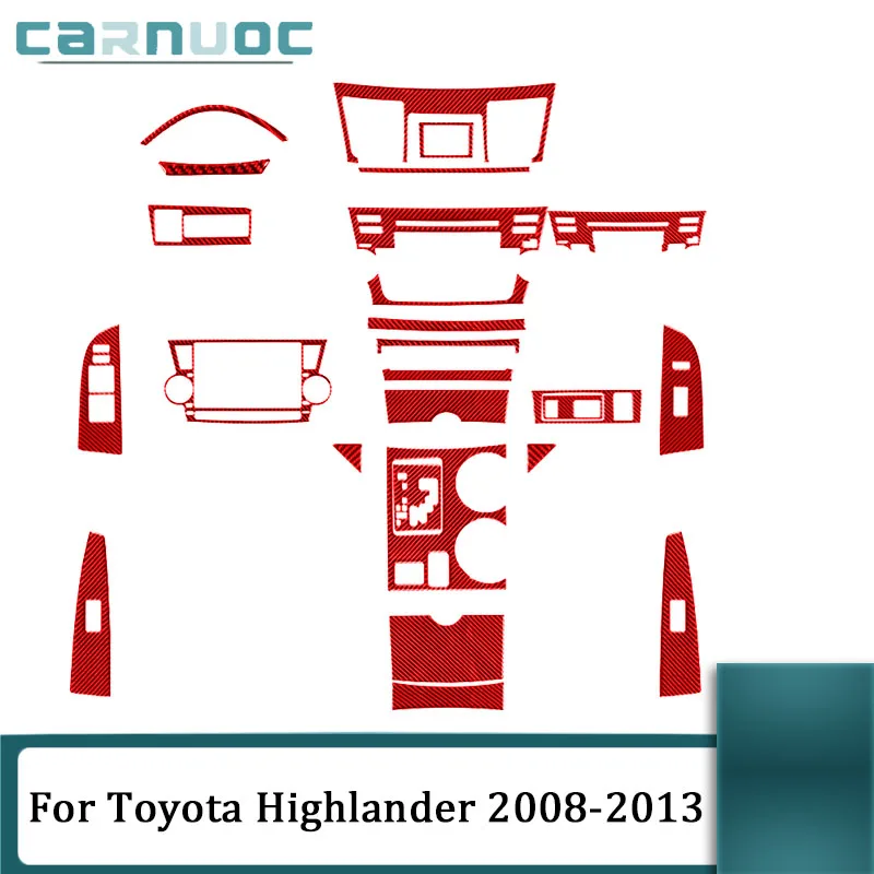 

For Toyota Highlander 2008 2009 2010 2011 2012 2013 Car Carbon Fiber Red Stickers Interior Decorative Accessories