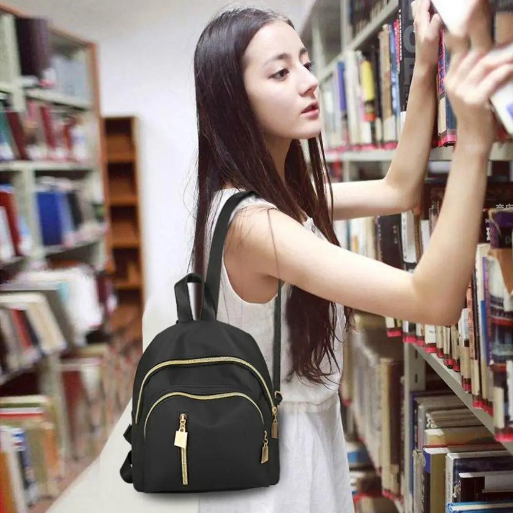 

Fashion Oxford Women Backpack Simple Black Travel Bag Large Capacity Portable Handbag