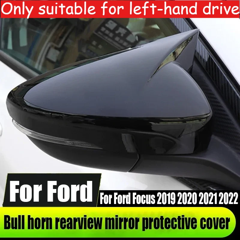 

For Ford Focus 2019 2020 2021 2022 Bull Horn Rearview Mirror Protective Cover Automotive Exterior Decoration Accessories Tools