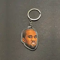 Kanye West Keychain Ye Headshot Pendant Hip Hop Key Holder Fashionable Accessory for Bag And Luggage