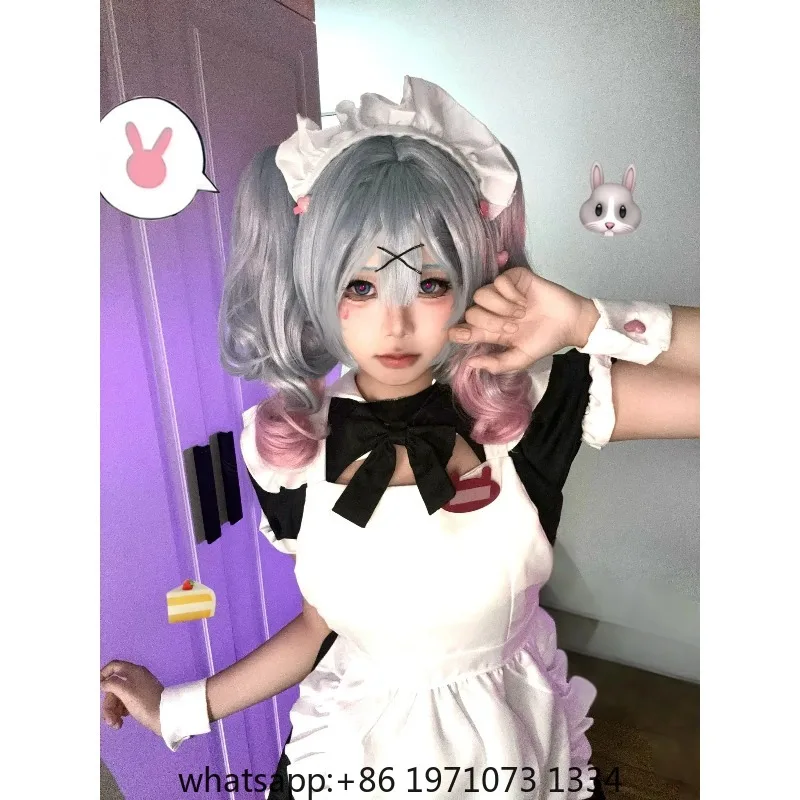 Mikuu Rabbit Hole Black and White Maid Sexy Dress With Headband Halloween Cosplay Costume Wig Princess Lolita Dress For Women - view 5