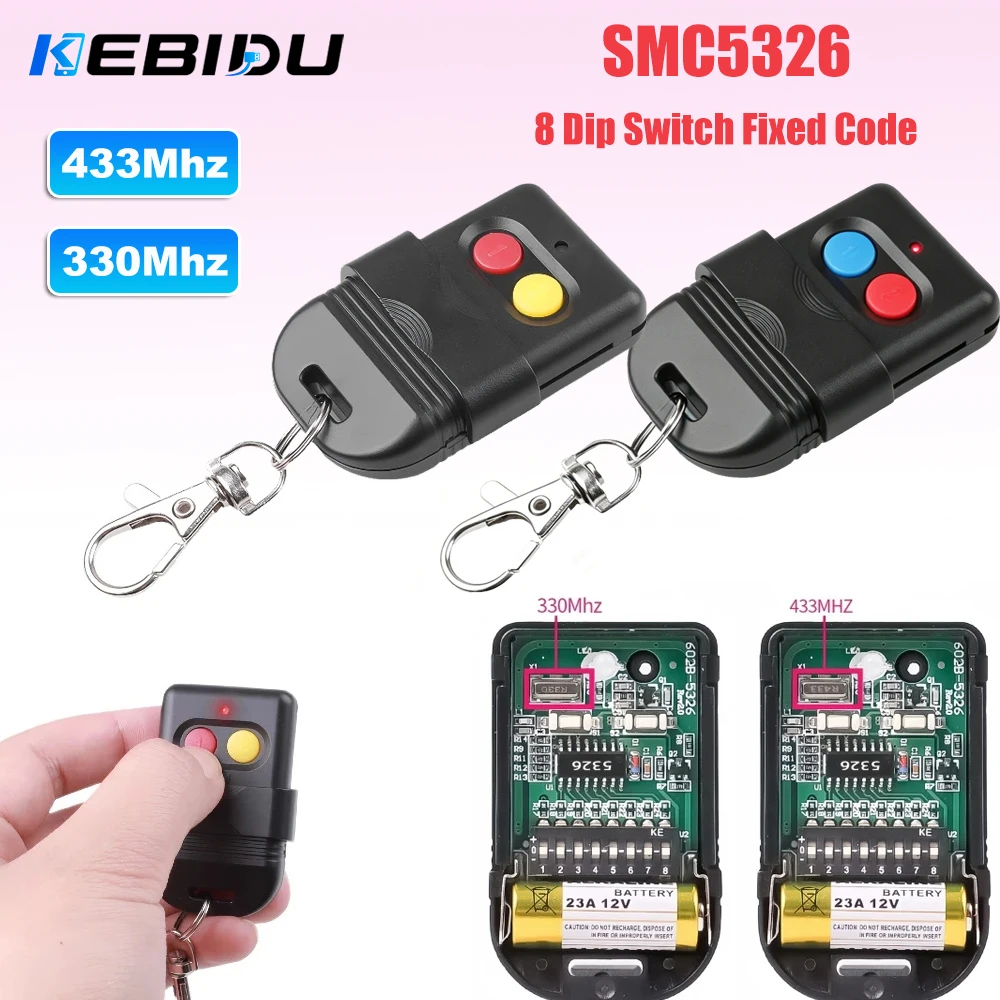 KEBIDU 433Mhz 330mhz 8 Dip Smart Copy Remote Control Fixed Code 2 CH Duplicator For Gate Garage Door Opener or Alarm System
