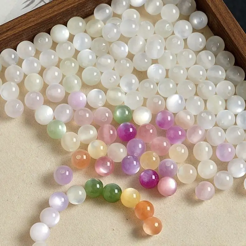 100pcs UV Reactive Beads Cat Eye Effect Rainbow Rose Loose Spacer Beads for Jewelry Making