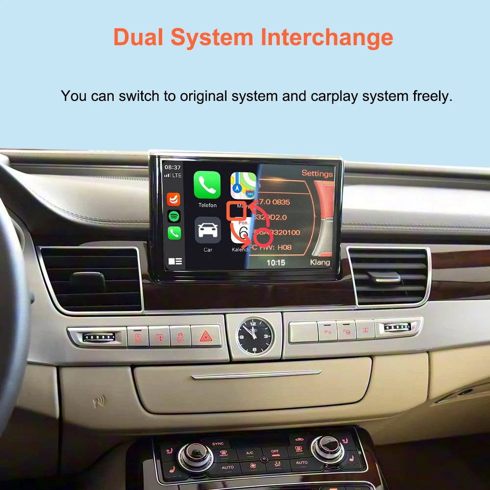 Bonroad Linux Kabelloses CarPlay Android Auto Interface für Audi A8 2012-2018 MMI 3G System 7-Zoll-Bildschirm Upgrade Decoder Box Airplay – Detail 7