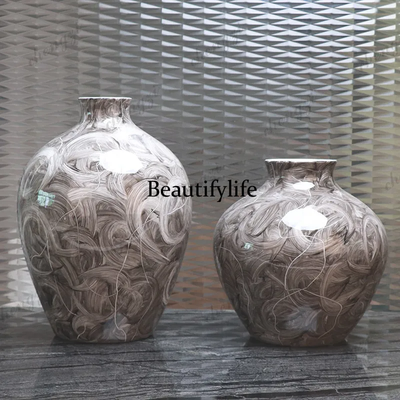 New Chinese ceramic vase ornament, living room entrance flower arrangement, light luxury, Nordic creative simplicity, decoration
