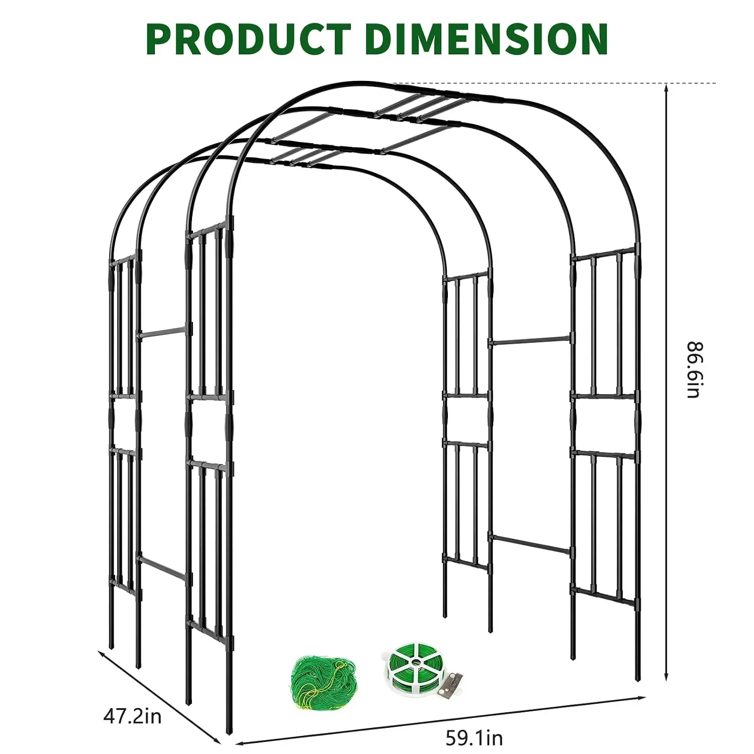 87in H Tall Garden Arch Trellis for Climbing Plants Outdoor, Customized 3