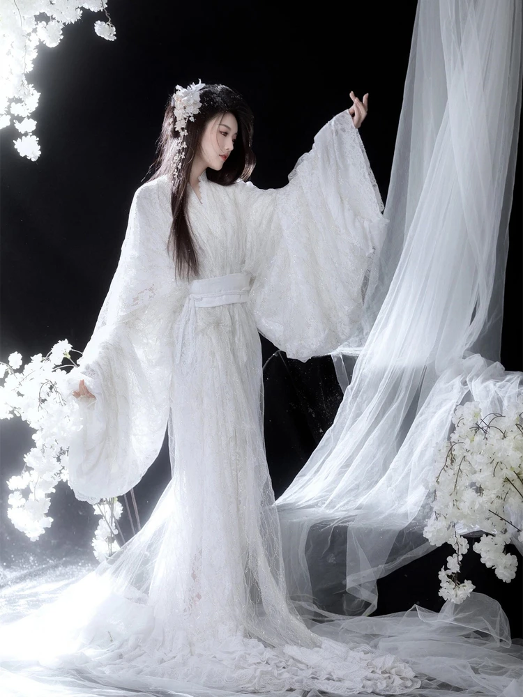 

New Trendy War State Robe Lace Train Hanfu Photoaphy Clothing Winter Snowscape Art Photo Clear Cool Sensation Stage Costume