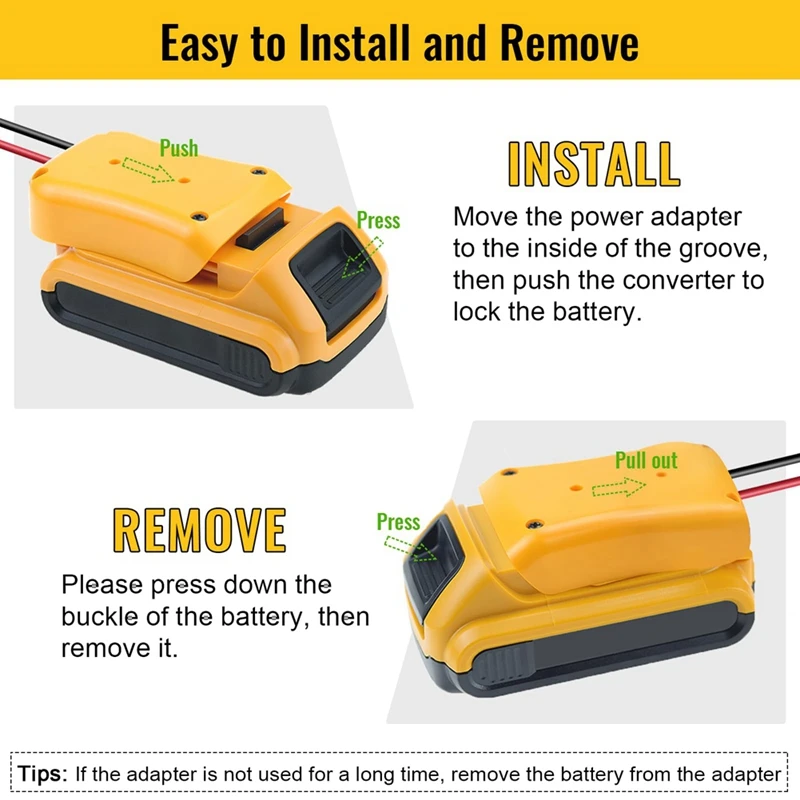 Адаптер силовых колес для аккумулятора Dewalt 20 в, комплект преобразователей батарей силовых колес с предохранителем, переключателем, проводными клеммами, прочный