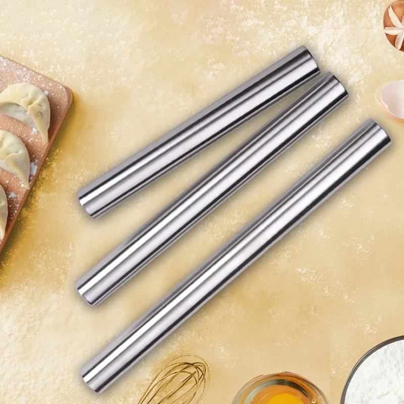 

20/25/30cm Stainless Steel NonStick Rolling Pin Embossed Roller Surface Ideal for Pizza Pastry Dough Baking Kitchen Utensils