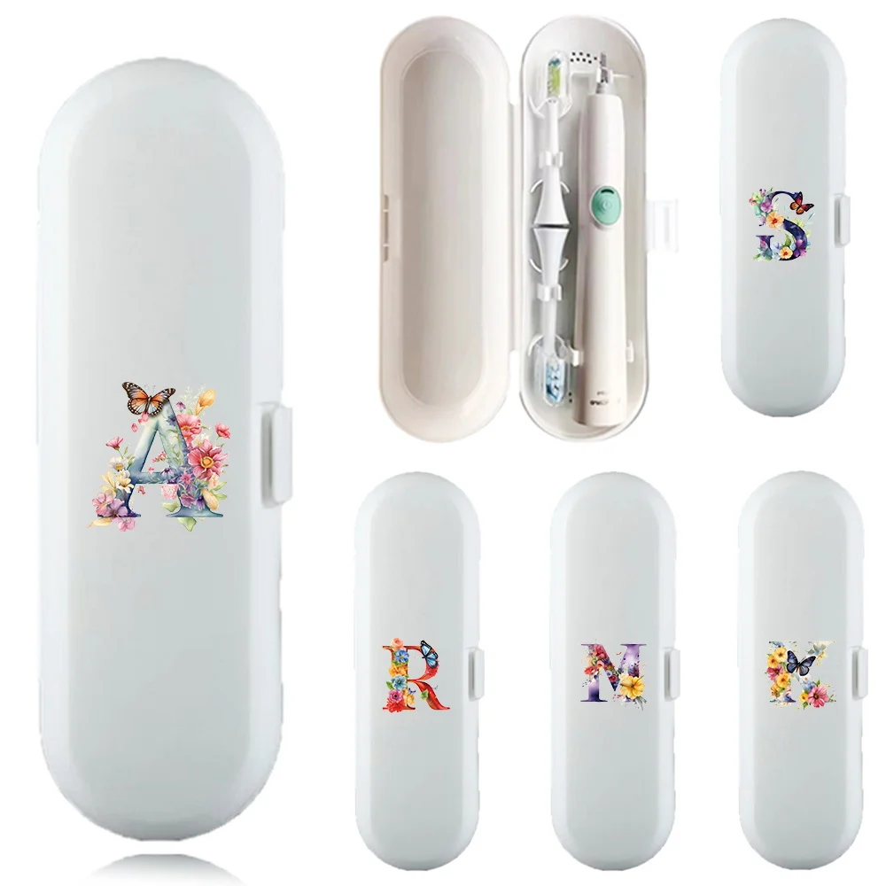 

Travel Electric Toothbrush Storage Box Portable Case Electric Toothbrush Handle Universal Case Butterfly Letter Pattern