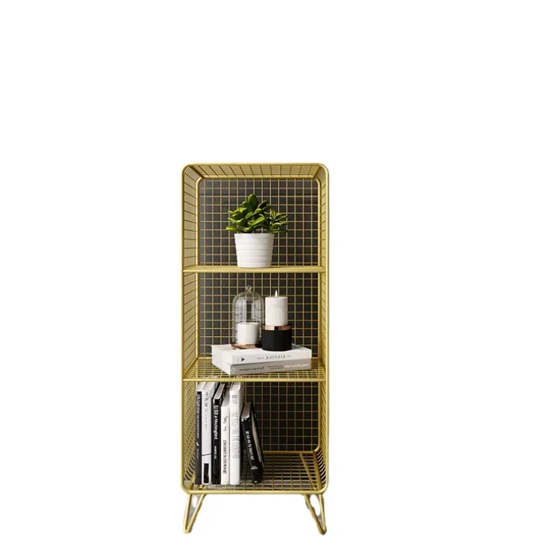 

European light luxury gold bedside table small wind storage cabinet bedroom household simple bookcase storage shelf storage