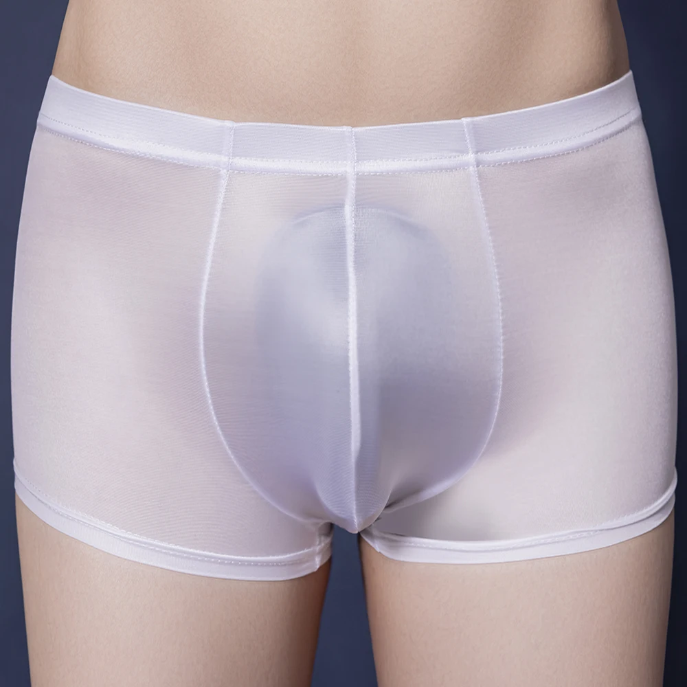 

Sexy Women Men See Through Underwear Stretch Oil Shiny Glossy Panties Boxer Shorts Bulge Pouch Underwear Panties Mesh