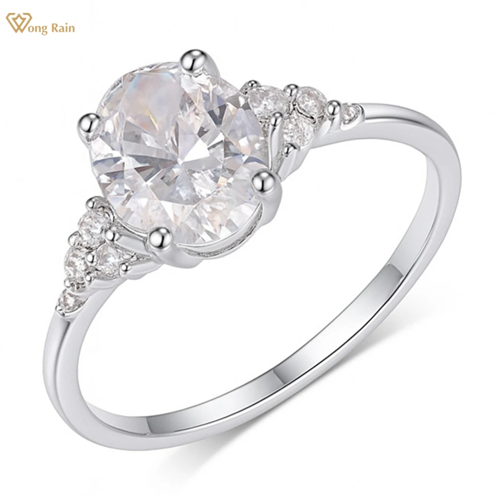 

Wong Rain 925 Sterling Silver 3EX VVS1 D Color Oval Cut 2 CT Real Moissanite Diamonds Gems Wedding Engagement Rings Fine Jewelry