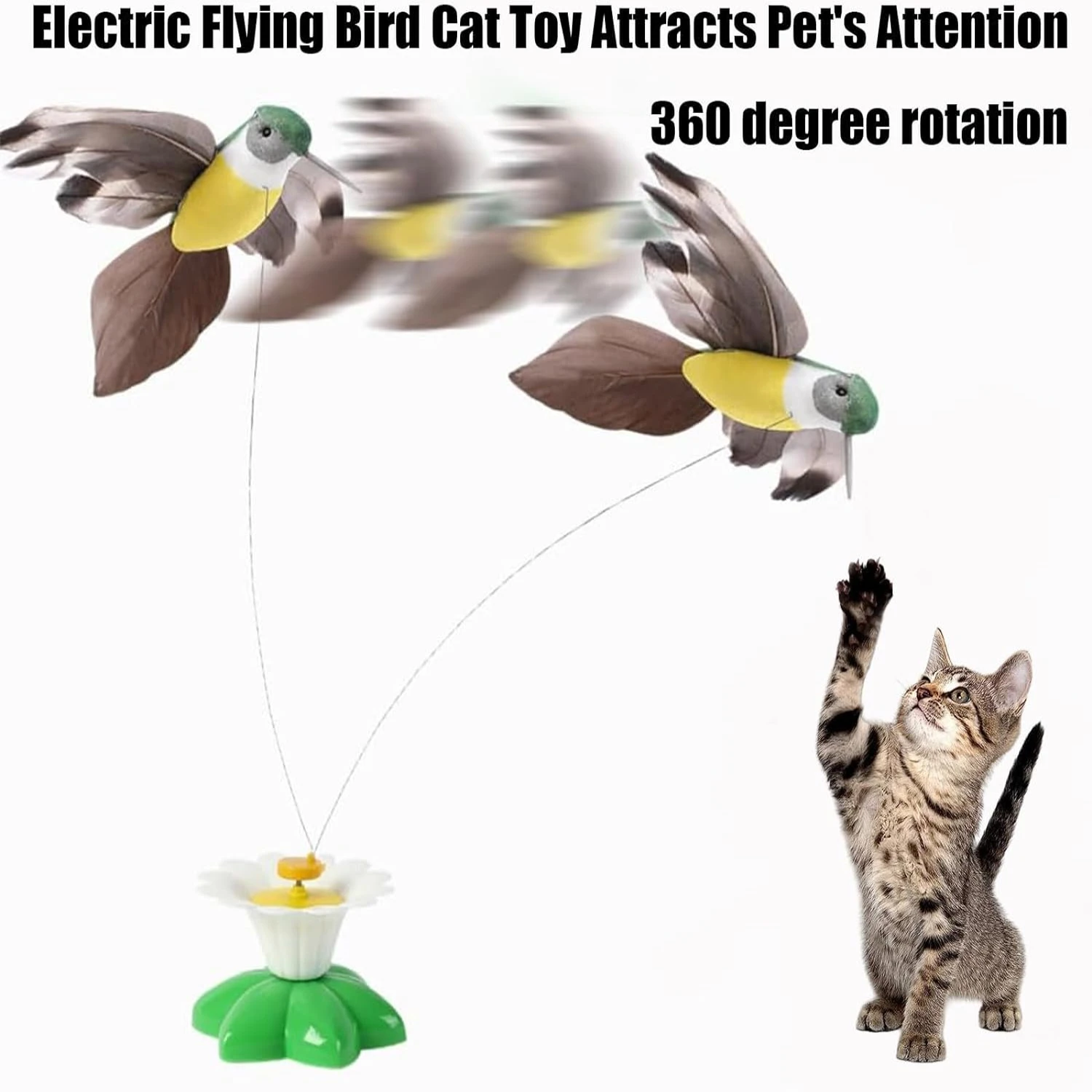 Exciting Lifelike Flying Bird Cat Toy: 2023 Edition with Hilarious Interactive Rotating Design - Create Endless Fun for Your Cat