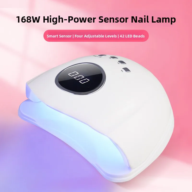 Y3 168W High-Power UV Nail Lamp Quick-Drying Light Therapy with 42 LED Beads for Nail Polish And Glue Curing White Mini F9 Model