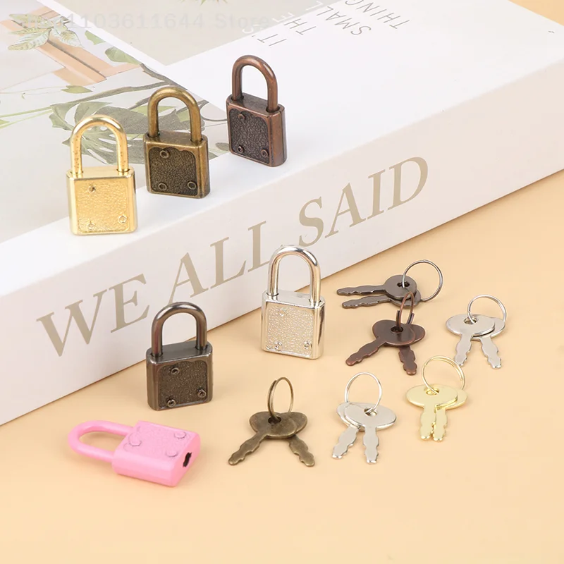 

1Set Rectangle Padlocks Mini Luggage Hardware Locks With Key Lock For Travel Wedding Jewelry Box Diary Book Suitcase