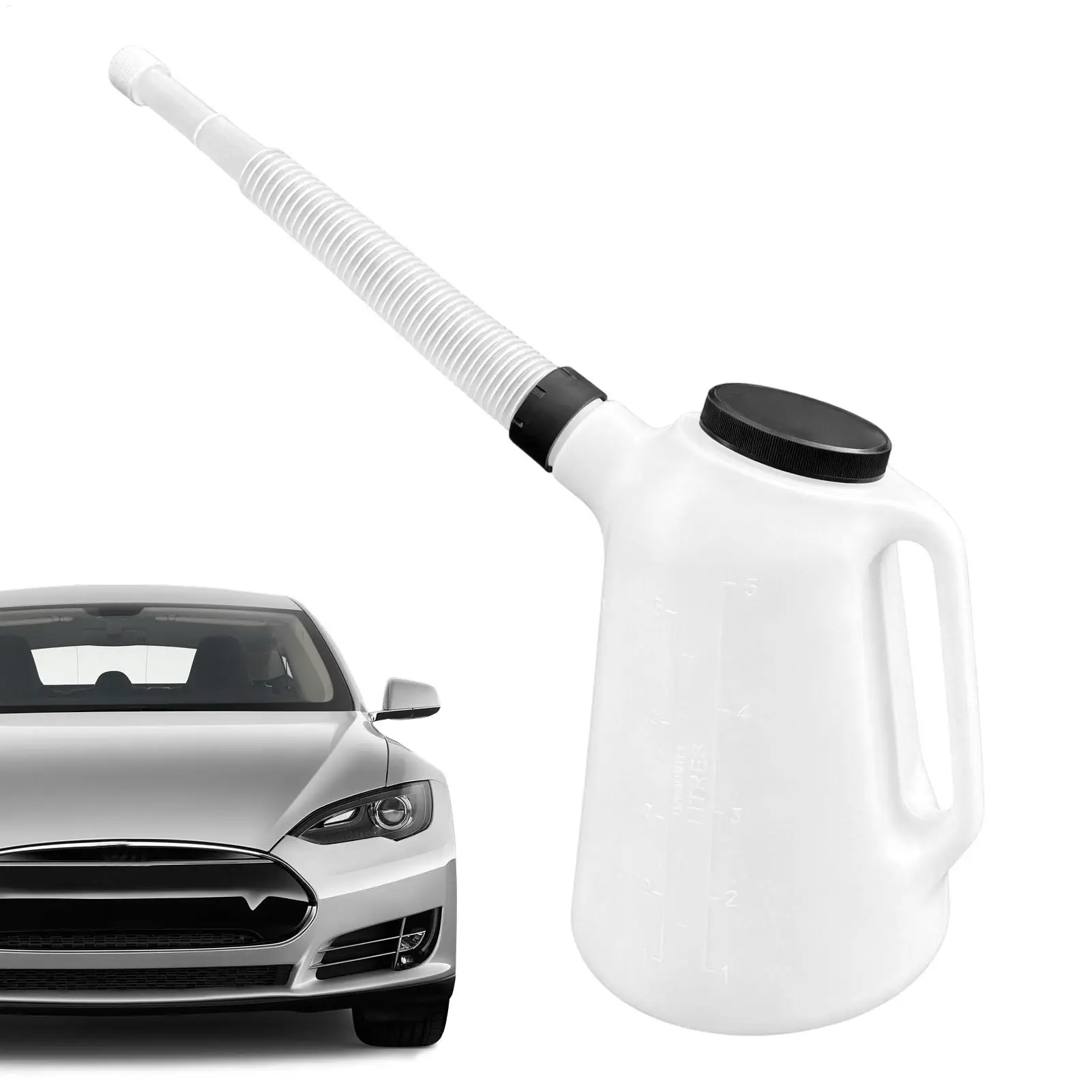 

Oil Can With Spout 5L Fluid Can With Lid Oil Measuring Container For Car Engine Machine Kitchen Cooking