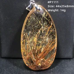 Natural Gold Rutilated Quartz Rare Necklace Pendant Jewelry For Women Men Healing Gift Crystal Beads Transparent Gemstone AAAAA
