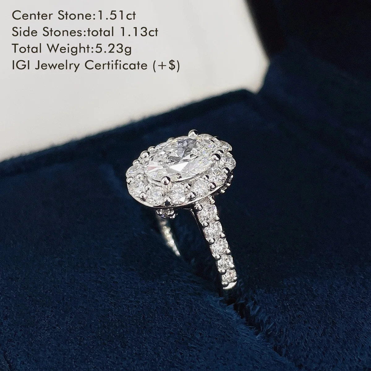 Dae Vonca 18K White Gold Halo D VS1 Oval Shape Lab Diamond  Classic Wedding Ring Engagement Ring for Wife