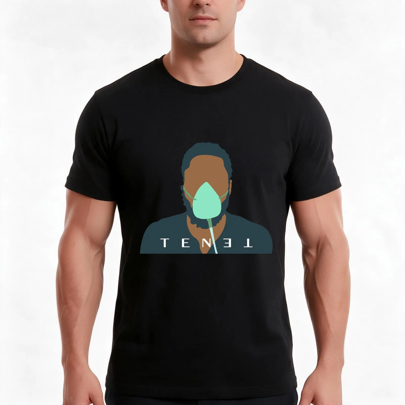 TENET film mask T-Shirt, Summer Casual Cotton Tee, Oversized Streetwear Tops, Vintage Graphic Print, Loose Fit Short Sleeve