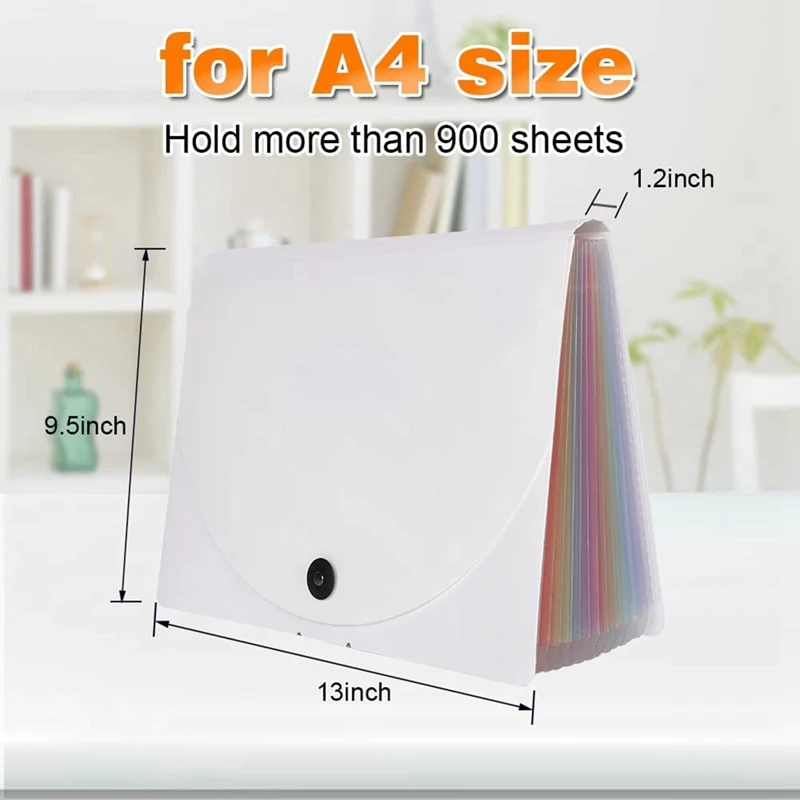 File Folders Portable Expanding 12-Pocket File Folder A4 Accordion File Document Organizer For Home Office School