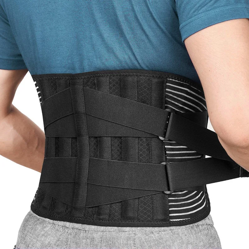 Lower Back Brace with 6 Stays Anti-skid Orthopedic Protective Lumbar Fixing Band Elastic Waist Support Belt Gym Pain Relief