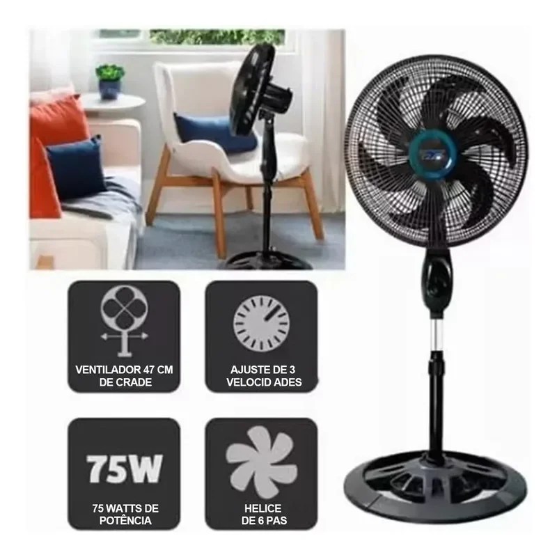 Base super silenciosa para dormir, ventilador de pedal com eficiência energética, 6 peças, 110V