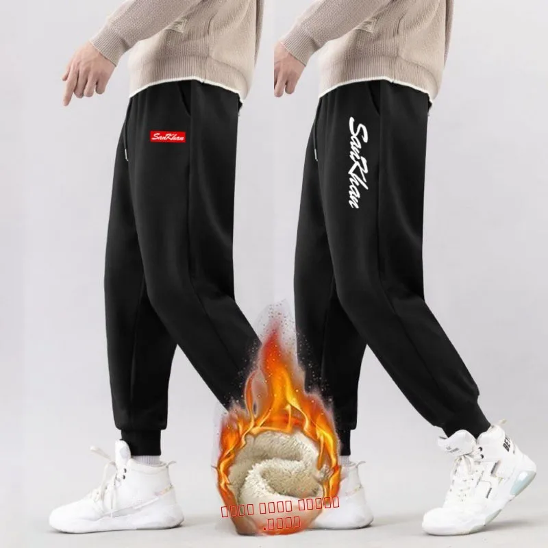 

Осенне-зимние утепленные брюки из овечьего бархата, новые, на флисовой подкладке, модные, свободные, с принтом, в корейском стиле, прямые, L...