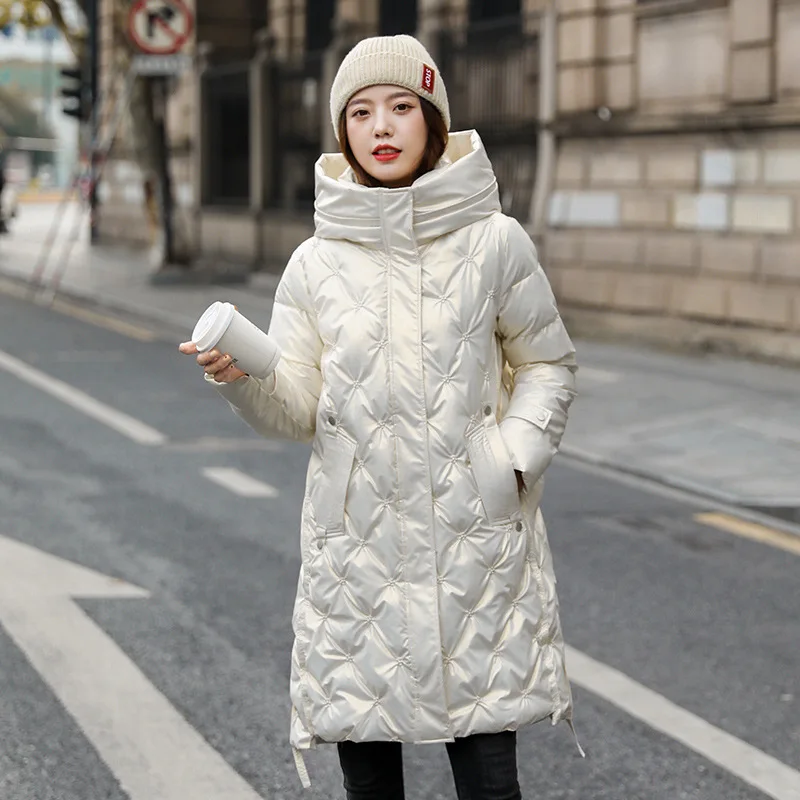 Manteau Long rembourré en coton pour femme, parka décontractée à capuche, nouvelle collection hiver