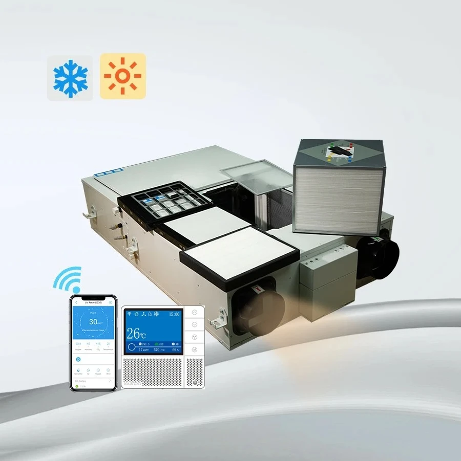 

Recuperator Air to Air Heat Recovery Ventilation System With Preheating and Precooling