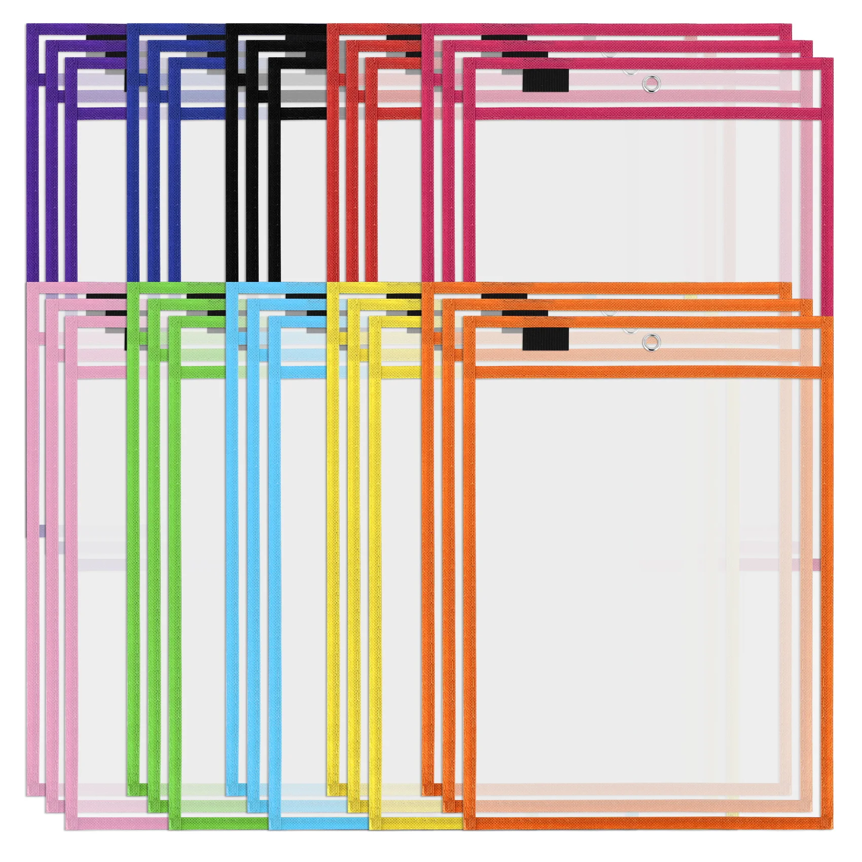 30 Pack Dry Erase Pockets PVC Transparent Sewn Dry Erase File Bag Reusable Dry Erase Bag