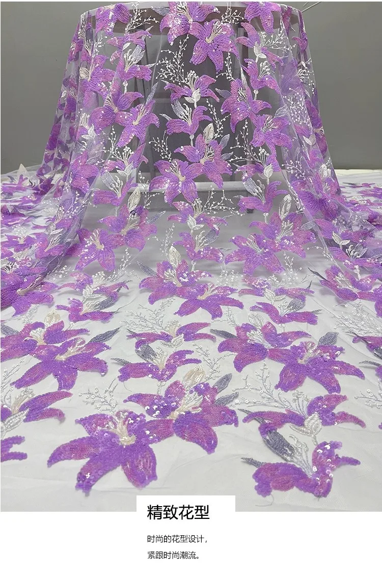 

1yard new gauze fabric Small Fresh Narcissus Sparkle Embroidery tela Dress cheongsam fabric for patchwork