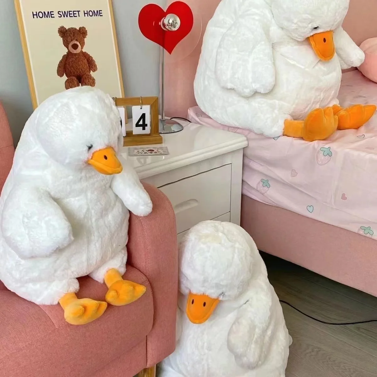 Dumb Duck Kawaii Stuffed Animals Macio Confortável Lance Pillow White Doll Presente de Ano Novo Para Meninas E Meninos Criança Plush Abraços