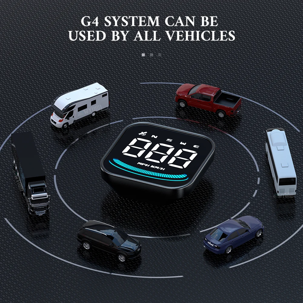 WYOBD G4 Head Up Display LED Auto  Speedometer Smart Digital Alarm Reminder GPS HUD Car  Accessories for All Car