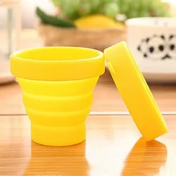 Portable Silicone Retractable Folding Cup Outdoor With Cover Coffee Handcup Camp Picnic Hiking Mini Water Glass Drinkware
