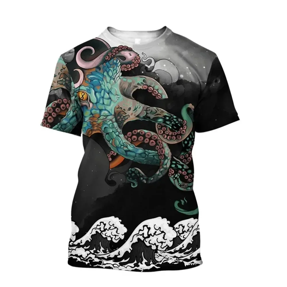 3D Printed Ocean Octopus  Quick-drying  Breathable Exercise Men's T-Shirt - Outdoor Harajuku Street Casual Family Short-Sleeved
