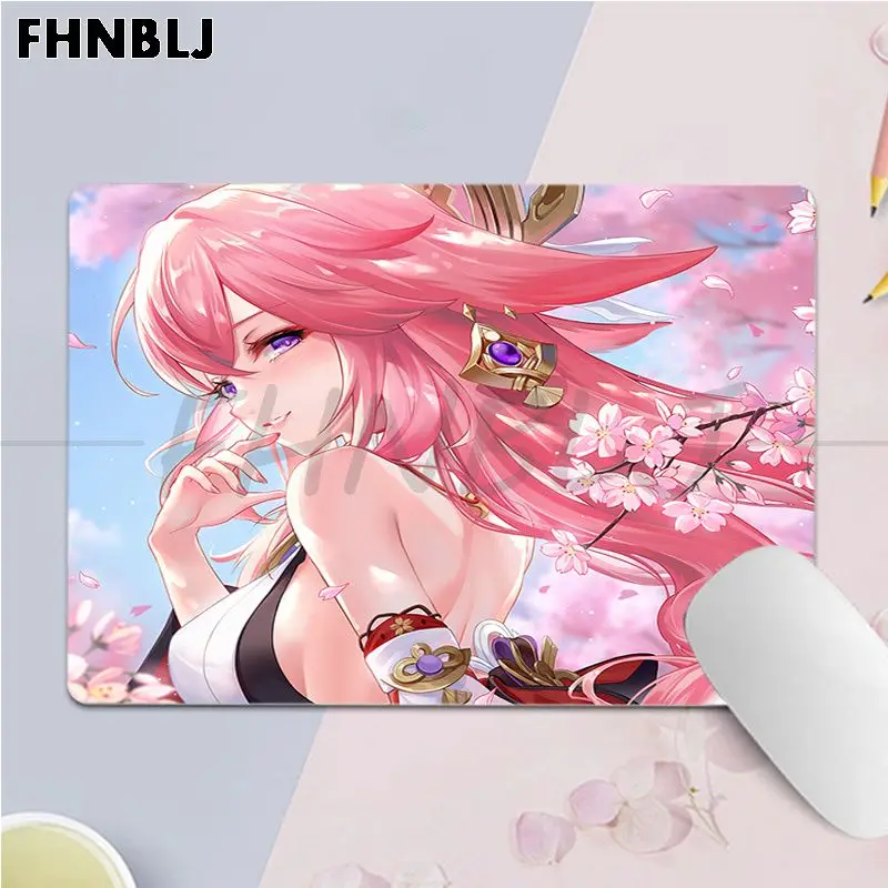 Genshin Impact Yae Miko DIY Office Student Gaming Thickened Large Writing Pad Non-slip Cushion Mouse Pad Deskpad Home Decor