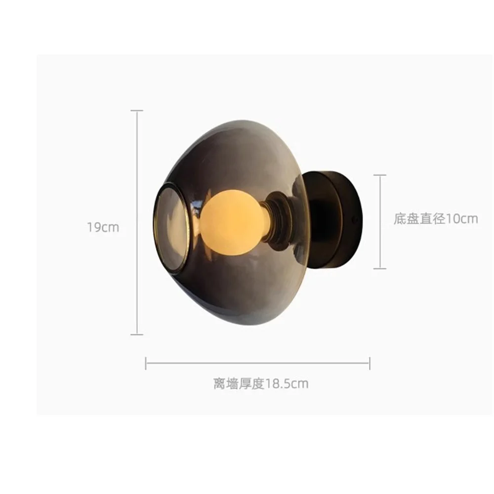 Designer Grey Glass Mushroom Led Wall Lamp Modern Home Decor Hallway Bedroom Restaurant Sconces Cafe
