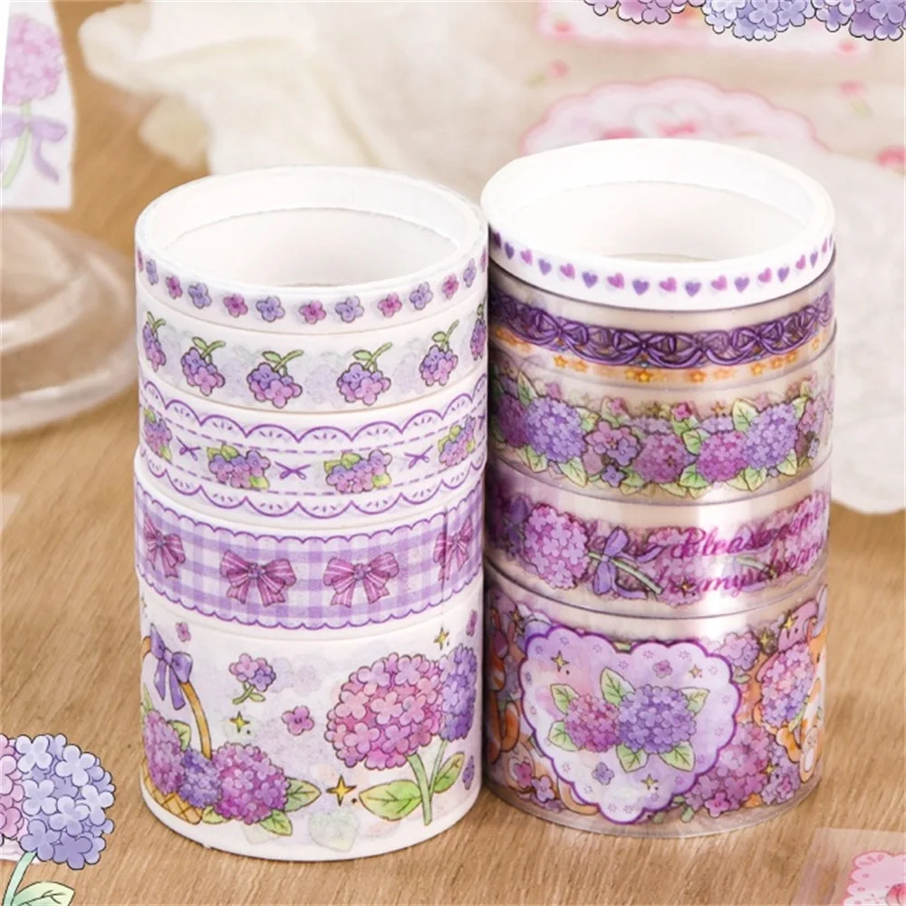 Lot de 10 rouleaux de ruban décoratif Kawaii à motifs de dessins animés, matériel créatif pour journal intime, scrapbooking et fournitures de papeterie esthétiques