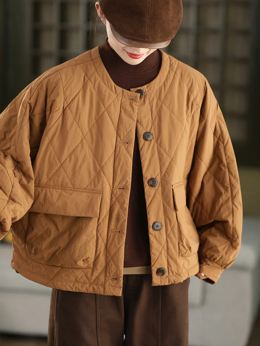 

Women's Woolen Warm Coat Cotton Casual Long Sve Winter Outerwear Waterproof Slimming Single Button Thin Cotton Jaet