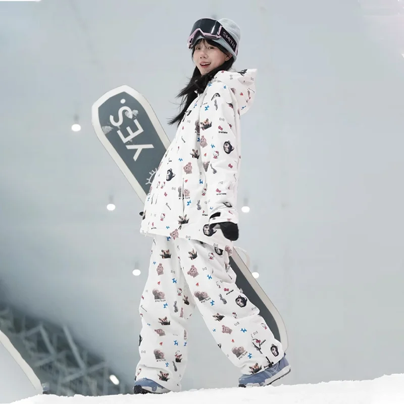 

Breathable Hooded Ski Clothing Woman Windproof Waterproof Thermal Skiing Suit Abrasion Resistant Snowboard Wear Jacket Pant Sets