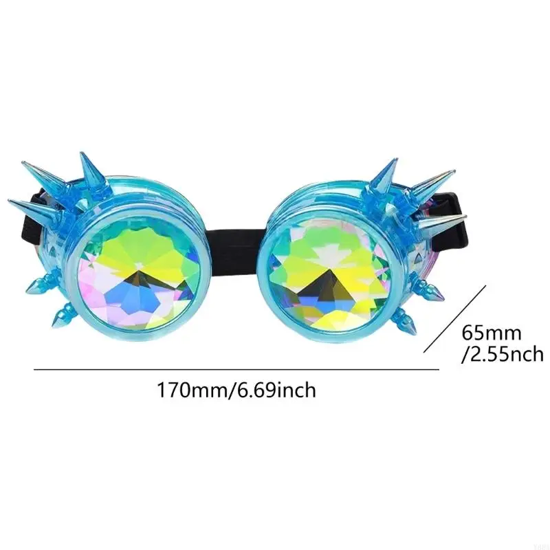 Y88A Glasses Psychedelic Rave Goggles Steampunk Goggles แว่นตา unisex
