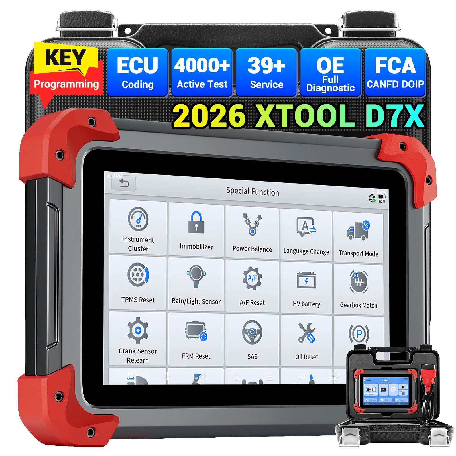 2026 New XTOOL D7X OBD2 Automotive Full System Scanner Car Diagonising Scan Machine Key Programer with 39+ Reset 3years Update